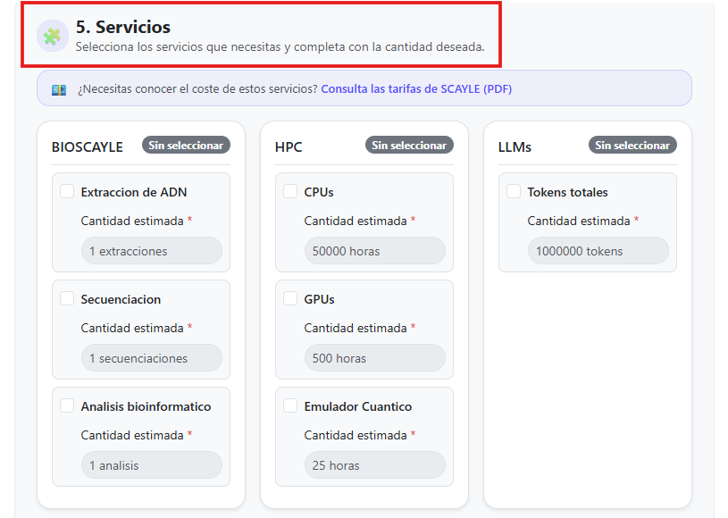 Servicios disponibles (parte 1)
